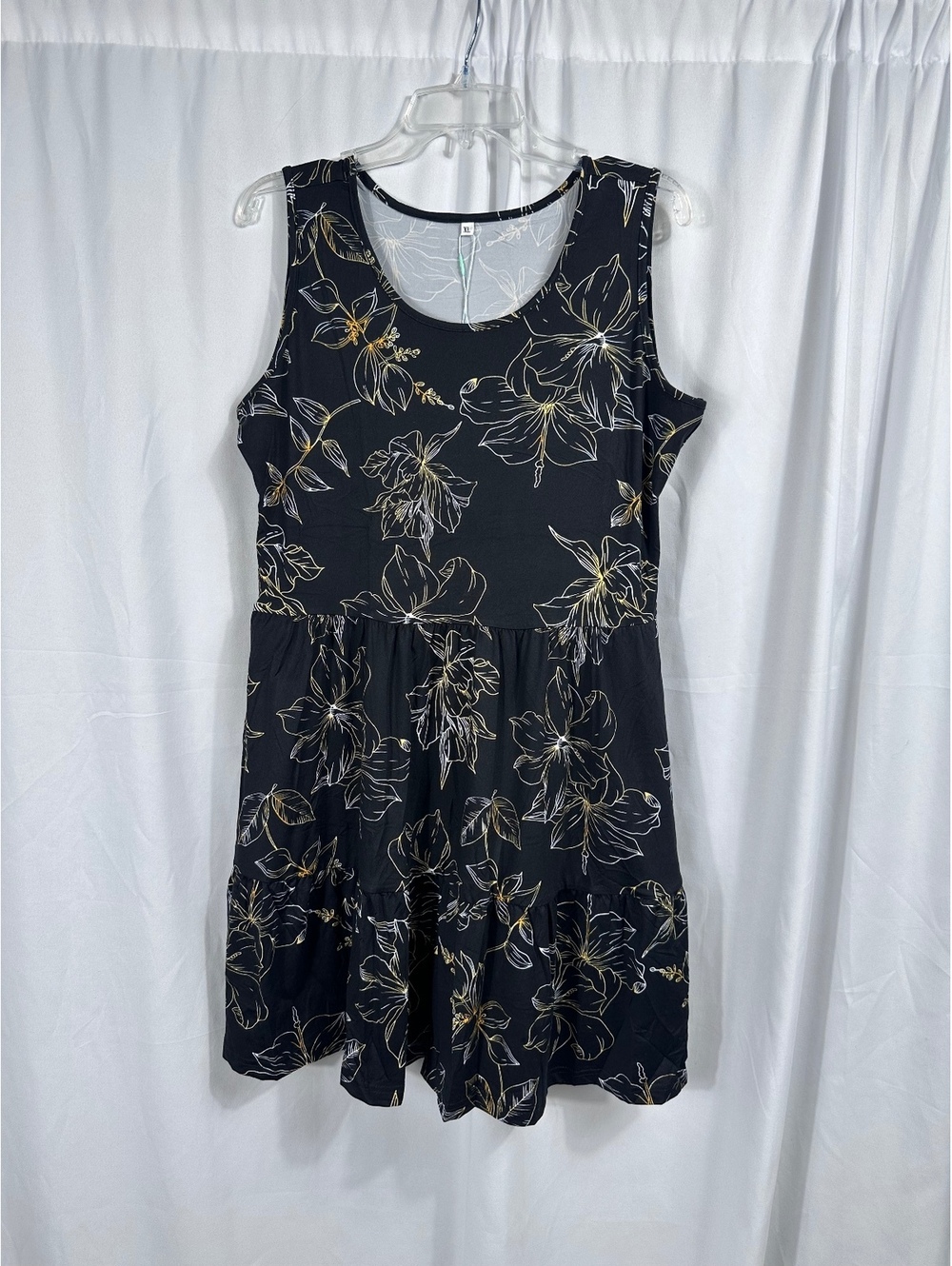Auselily Women's Sleeveless Floral Print Casual Dress XL